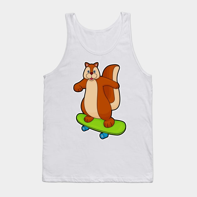 Squirrel as Skater with Skateboard Tank Top by Markus Schnabel